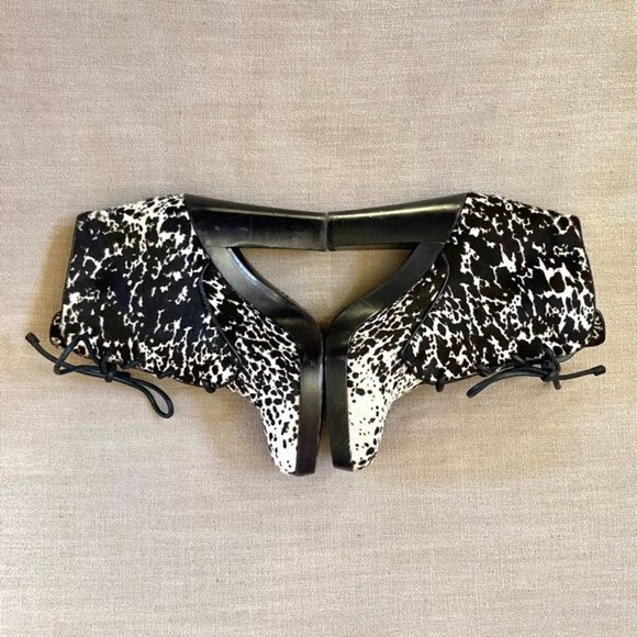 Reed Krakoff Lace Up Calf Hair Pony Style Ankle Boot Black White Size EU 39.5 - Picture 13 of 15